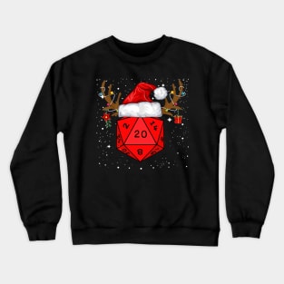 Funny D20 Dice Reindeer Santa Hat Christmas Holiday Party Gift Crewneck Sweatshirt